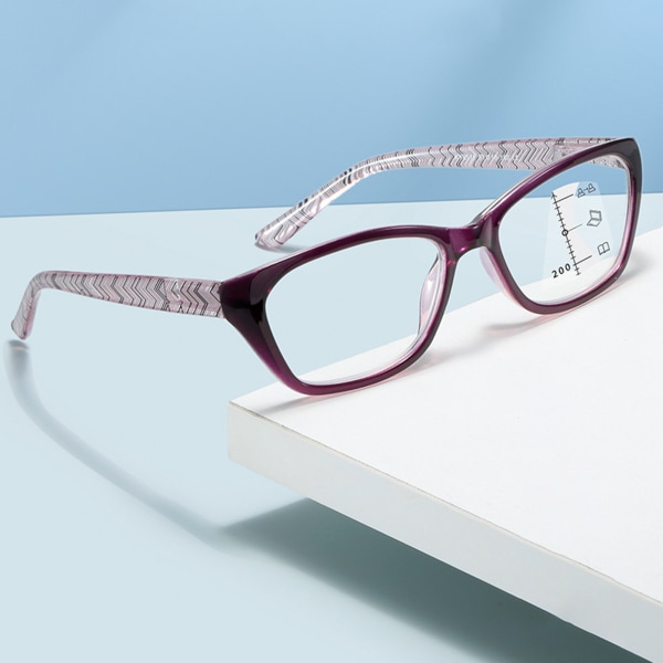 Blåljusblockerande läsglasögon Ultralätta progressiva multifokala presbyopiska glasögon för män och kvinnor läsare purple box 200