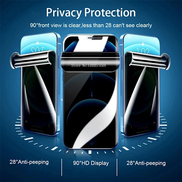3-pack Anti-Spy Hydrogel Film för iPhone 15 13 11 12 14 Pro Max Plus XS Max X XR Sekretess Skärmskydd för iPhone 12 13 Mini for iPhone XR 3PCS