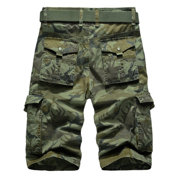 Herr Cargo Shorts Sommar Tunna Lösa Flera fickor Casual Camouflage Cropped Byxor för khaki 30