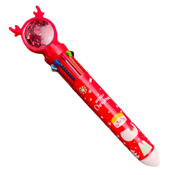 10-i-1 färgglada indragbara pennor Slätskrivande delikat designpenna för kontorsmaterial för skolmaterial snowman