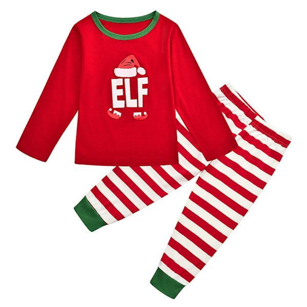 2 ST Familjematchande kläder för jul Pyjamas Set Print Strip Långärmad julsovkläder dd l