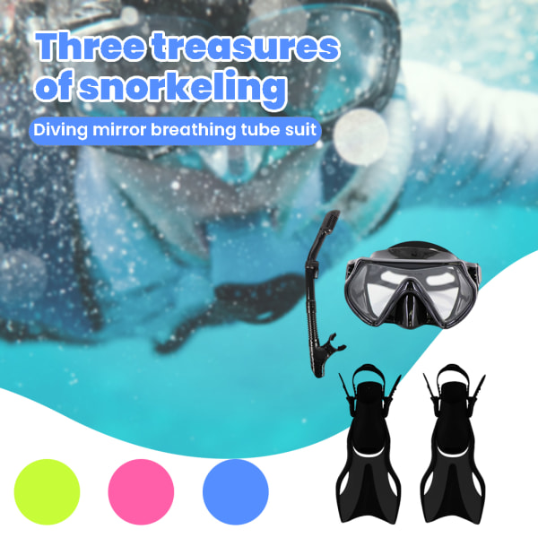 Snorkelset för vuxna Set mask Snorkelfenor Professionell snorklingutrustning blue xl