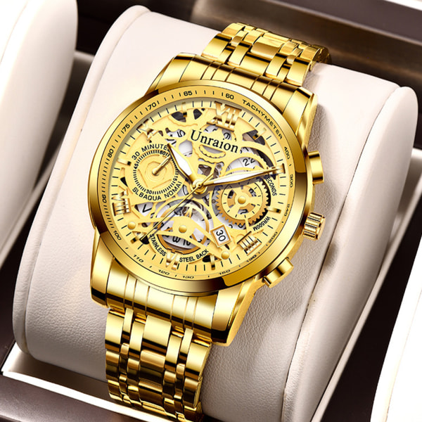Automatisk watch för män Easy Reader Lysande watch för affärsmöte utanför kontoret intermedium gold