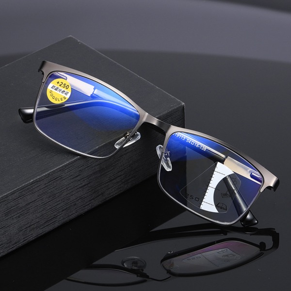 Klassisk stil läsglasögon Ultralätt antistrålning autofokusglasögon för män och kvinnor läsare gun color box glasses power 400