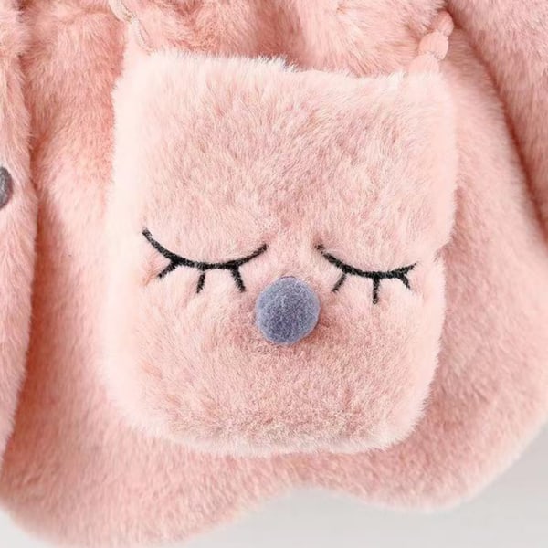 Baby Girls Vinterkorta kappor med väska Söt kaninöra Hooded plysch sjaljacka pink 110