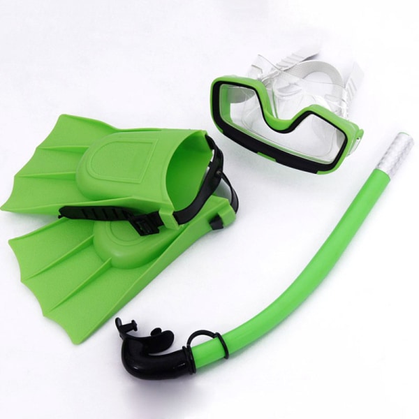 Set för barn Anti-dimma Simglasögonmasker Snorkelfenor Kit för barn green