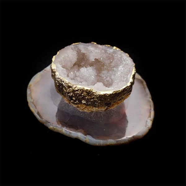 Natural Agate Crystal Tea Cup med tematta Oregelbunden kristall grov stenskål Heminredning coaster