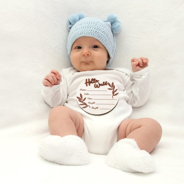 Baby Name Announcement Sign Hello World Newborn-skylt för New Baby Boy och Girl Gifts 10cm