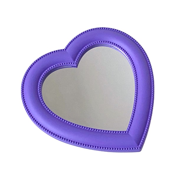 Heart Shape Makeup Mirror Desktop Sminkspegel med Stativ Söt Sminkspegel för purple