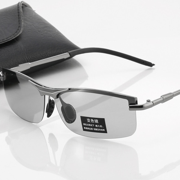 Fotokromatiska solglasögon för män Ultralätt ögonskydd black frame color change film