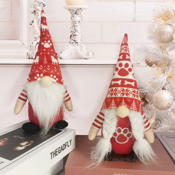 Xmas Gnome Decorations Dolls Mjukt och bekvämt tyg Lämplig för Brick TV-bänk braids