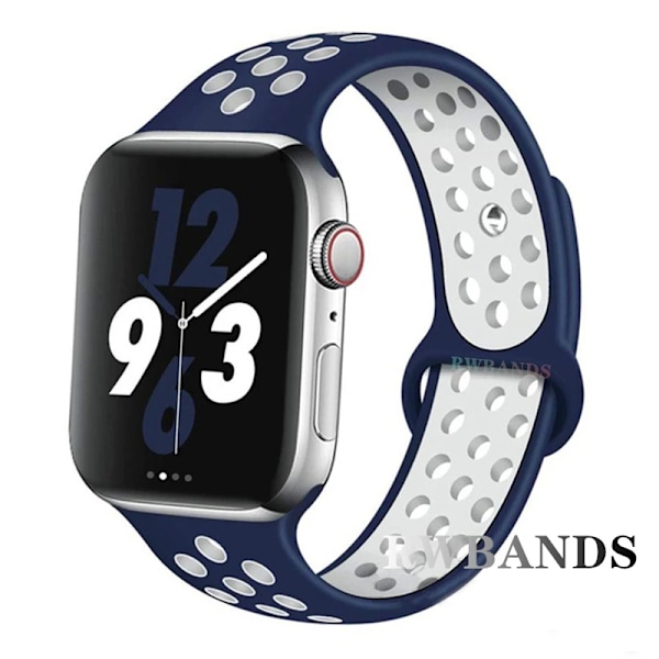Sportarmband för Apple Watch Band 46mm 44mm 40mm 42-38-41mm 45mm Andningsbart Armband iWatch Series 10 9 8 7 6 SE 5 3 Ultra 2 49mm 6 navy white 38 40 41 S10-42mm ML