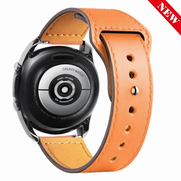 20/22mm Läderarmband för Samsung Watch 7/6/4/5 40 44mm 43mm Pro 45mm armband för Galaxy Watch 4 Classic/Active 3 42 46mm grapefruit 26 20mm watch band