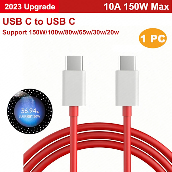 2 st Oneplus Laddningskabel 100W 80W 65W Warp Supervooc Oneplus 13R 13 12 11 Nord 4 CE4 Lite Usb Typ C Kabel Original Datakabel upgrade c to c cable 0.35m