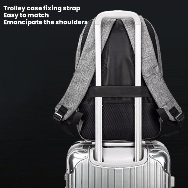 Bärbar reseryggsäck med handtag Vattentät axelväska för kvinnor och män 17 inches light grey