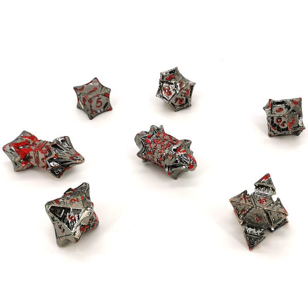 Antik polyedrisk legering med 7-tärningar för rollspel och bordsspelstärningar silver red