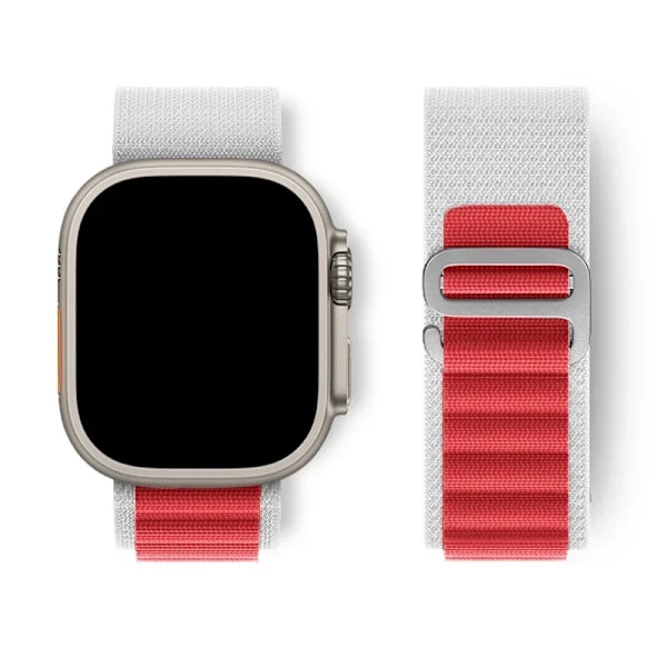 Alpine Loop för Apple Watch armband Ultra 2 49mm Series 10 46mm 42mm 40-44mm 45mm 41mm G-krok sportarmband iWatch 10 9 8 7 6 SE 5 4 White red 10 38mm-40mm-41mm