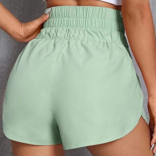 Atletiska shorts med hög midja för kvinnor Elastiska Casual Running Short Dry Shorts fluorescent green xl