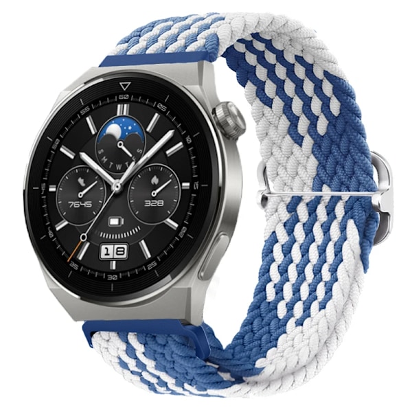 22mm 20mm Nylon Loop Armband för Huawei Watch 3/4/GT GT2 GT3 Pro 46mm 42mm Elastiskt Flätat Armband för Samsung Galaxy Watch Armband Blue white Huawei Watch 42mm