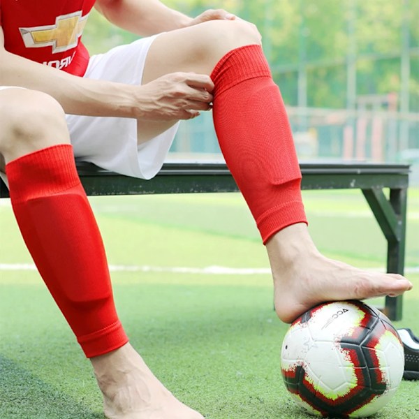 1 Par Sportskydd Benskydd Ärmar Fotboll Benskydd Hållare Vriststrumpor Nylon Fitness Benskydd Ärmar för Barn Pojkar Män red