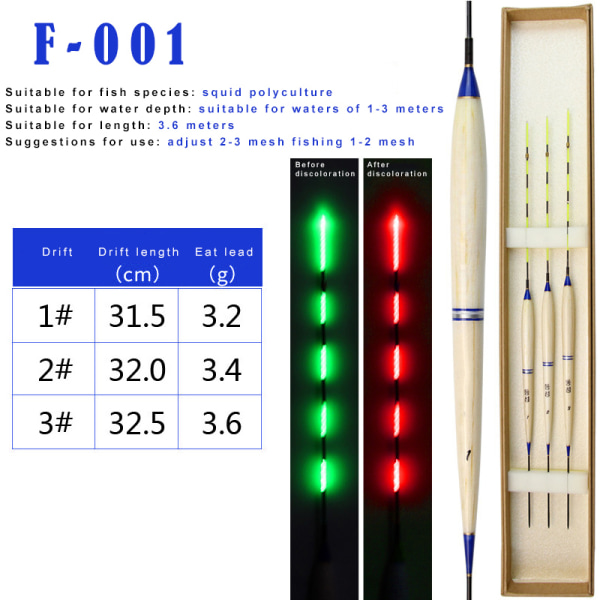 3 st LED Smart Nattfiskeboj Elektronisk lysande fiskeflottor Flytande bs-002