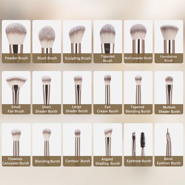 18 st Makeup Brush Set Modeborstar Sminkverktyg Set för att blanda skönhetsverktyg mag51239rj