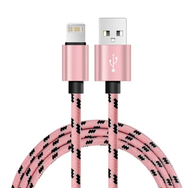 1m 2m 3m USB Laddningskabel För iPhone 6s 6 7 8 Plus 13 12 11 Pro Xs Max X 5s iPad Snabbladdning Origin Lång Sladd Datakabel Pink 1m