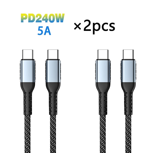 UGOURD PD240W Ultrasnabb Laddningskabel Typ Usb C 100W typ c Laddarkabel för iphone 15 xiaomi MacBook Pro Med E-Marker-chip 2PCS UFT 240W 5A 2m
