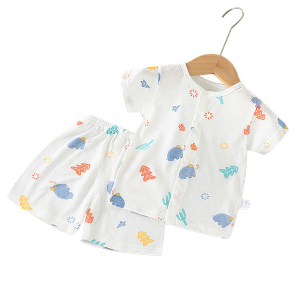 Babys kortärmad kostym sommartryckt tecknad tunn t-shirt och shorts med resårband water spray 73cm