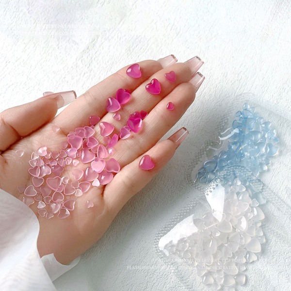 Hjärta Nail Ornament 3D-effekt Färgskiftande hjärta Charms Nail Art dekorationer pink