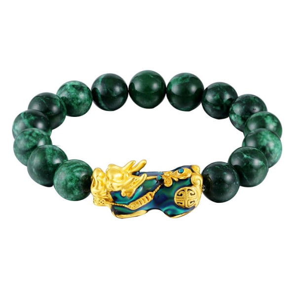 Feng Shui Grön/Svart Obsidian Alloy Wealth Golden PiXiu Armband Lucky Jewelry green