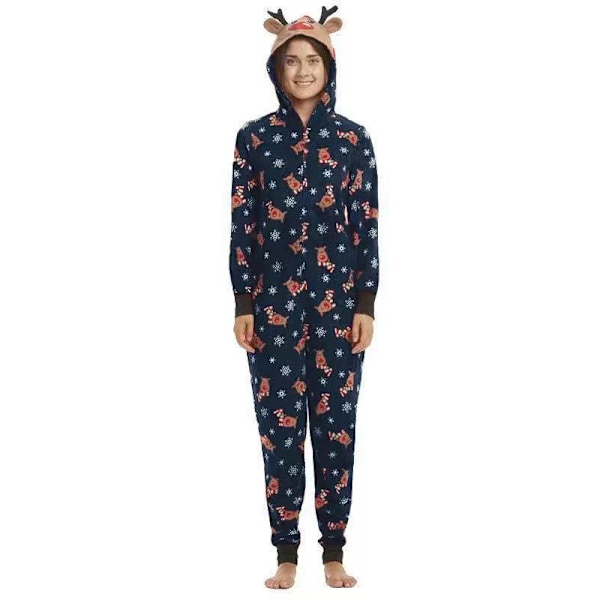 Matchande familj set Söt ren långärmad jumpsuit Lös nattkläder Casual Set mom m