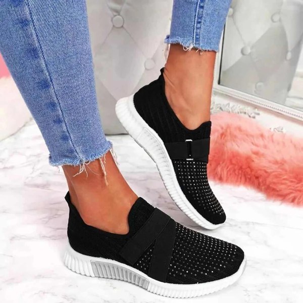 Slip-on skor med ortopedisk sula Damsneakers Platform Sneaker för kvinnor Walking Shoes black 35