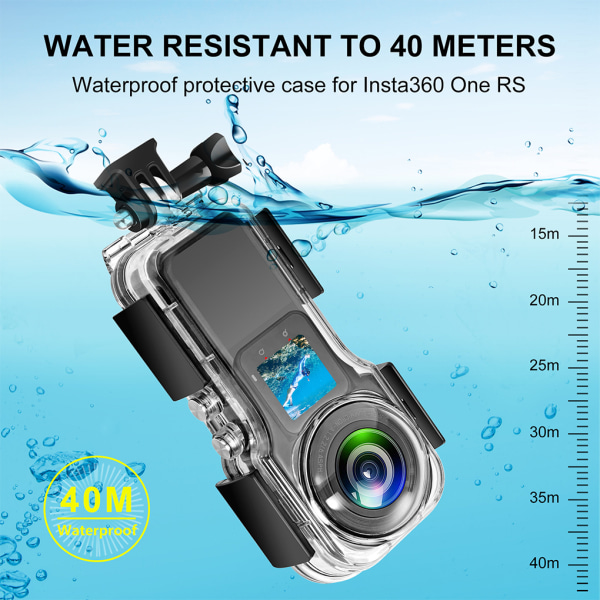 40 m case för Insta360 One RS 1-tums 360 Edition PC Shell- case för vattensporter under vattnet default