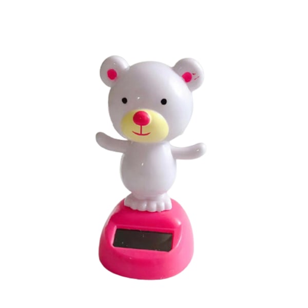 Solar tecknad figur prydnad för Car Dashboard Dynamic Dancing white bear