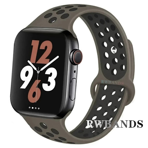 Sportarmband för Apple Watch Band 46mm 44mm 40mm 42-38-41mm 45mm Andningsbart Armband iWatch Series 10 9 8 7 6 SE 5 3 Ultra 2 49mm 46 light brown green 38 40 41 S10-42mm SM