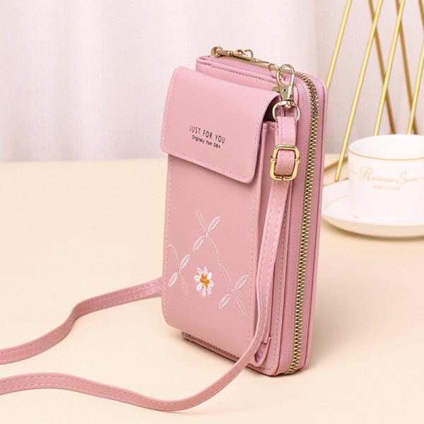 Mobilväska Crossbody-väska Plånbok Axelväska Telefonhållare Plånbok Handväska För Kvinnor Nyhet light pink