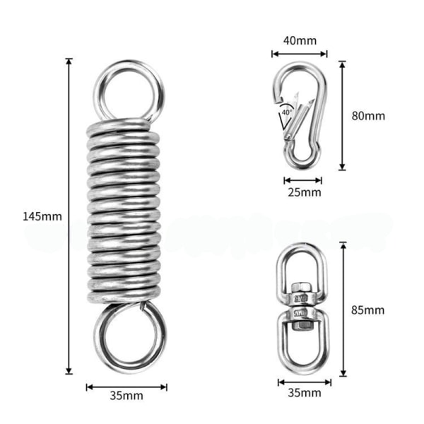304 Rostfritt stål gungfjäder Set Multipurpose Hängmatta Hängstol Tillbehör Enkelt b