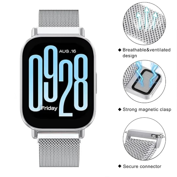 Milanese Armband för Xiaomi Redmi Watch 5 Active Metallögla Rostfritt Stål Armband Redmi Watch 5 Lite Magnetisk 20mm-22mm Armband GRE orange 28 22MM watch band