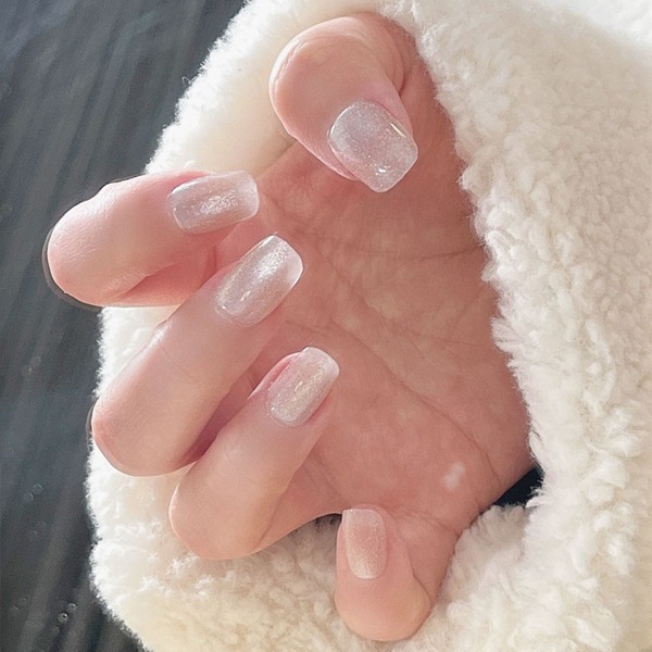 Glittrande nakna konstgjorda naglar Charmiga snygga trycknaglar för kvinnor, flickor, nageldekor glue models