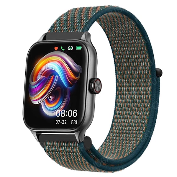 20mm 22mm Nylon Loop band för Amazfit GTS4/2/3/3pro/2e/GTS2 Mini/GTR 4 42mm/47mm/GTR2/2e/stratos armband Amazfit bip rem 57 Crimson-Green 22mm