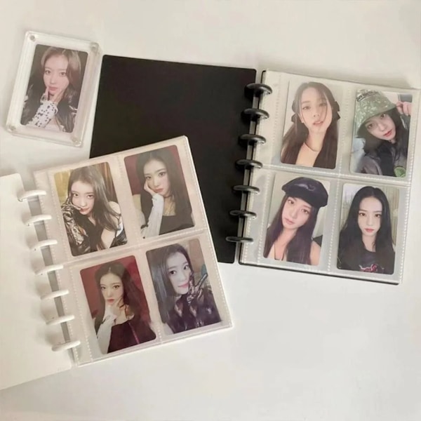 3-tums Kpop Fotoalbum Enfärgat Insats Lösblad Svamphåls Kortsamlingsbok Foto Vykort Förvaringskortshållare Pink-20 pages