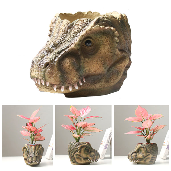 Resin Dinosaur Statyett Blomkruka Hem för utomhusdekorationer default