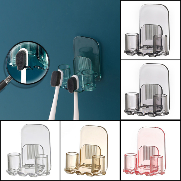 Tandborsthållare Väggmonterad Gurgelkopp Förvaringsställ Badrum Toalett Stansfri Munvattenkopphållare transparent