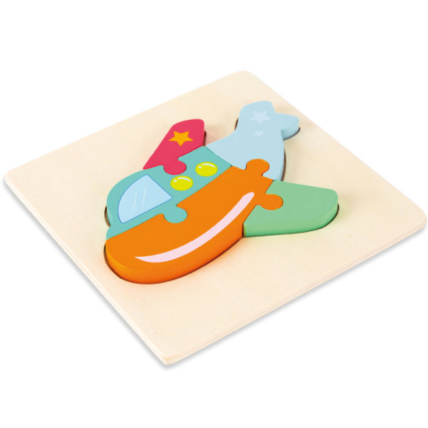 Trä förskola 3D Shape Pussel för småbarn Baby Early Learning Leksaker Present för barn frog