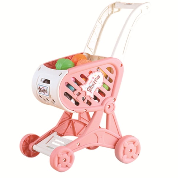 Barn Stor Stormarknad Kundvagn Simuleringsvagn Push Billeksaker Låtsaslek Hus Flickor Pojkar pink