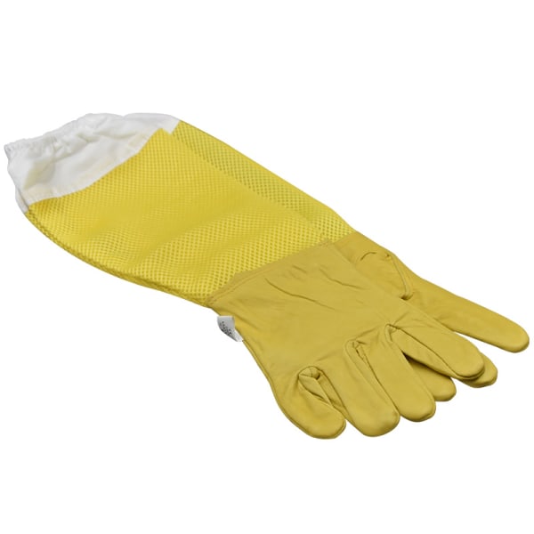 Biodlingshandskar Protective Sleeves andas gult mesh vitt fårskinn och tyg xl yellow