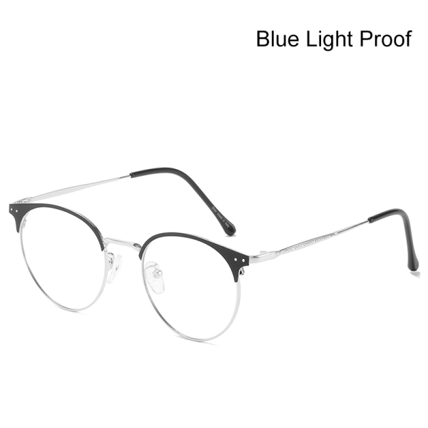 Bluelight-blockerande glasögon platt lins med missfärgad retrostil rund tunn ram för dator g