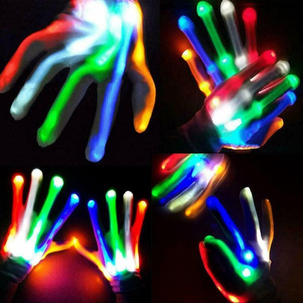 LED-glödande handskar Halloween-festljusrekvisita Lysande blinkande handbenshandskar red 1pcs