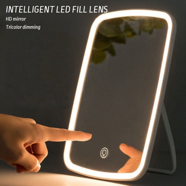 LED-ljus sminkspegel Multifunktions skrivbordsspegelljus för badrum i sovrummet trichromatic light white